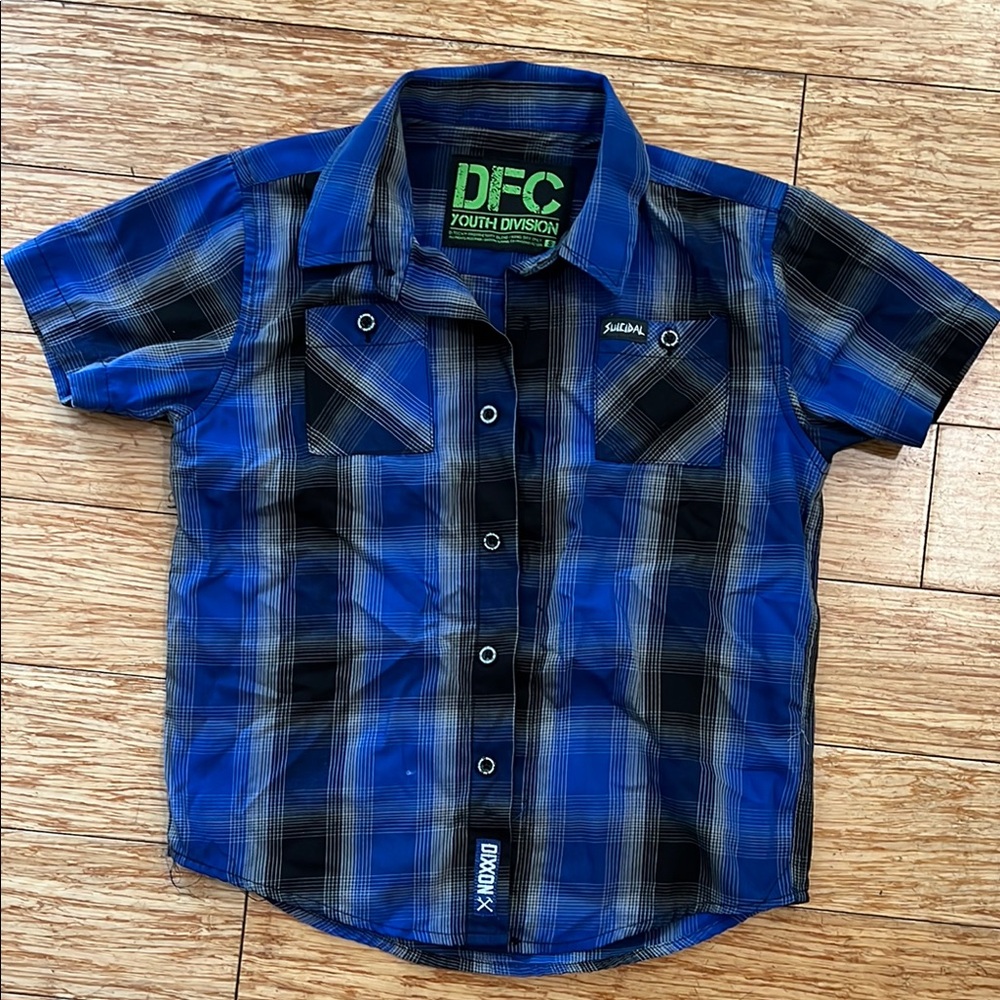 DIXXON Blue and Black Plaid Button Down Shirt